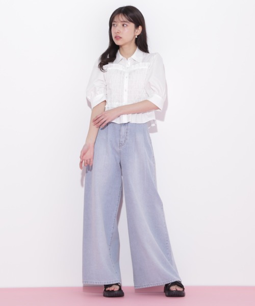 JILL by JILL STUART(ジルバイジルスチュアート)の「◇ビスチェ風シャーリングブラウス(シャツ/ブラウス・レディース・ホワイト/ピンク・FREE)」の6枚目の写真