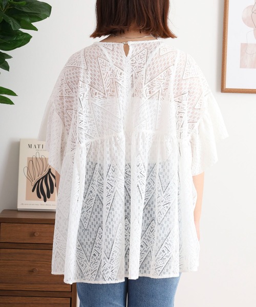 セール】EGLANTINE 総レースペプラムカットソー（Tシャツ