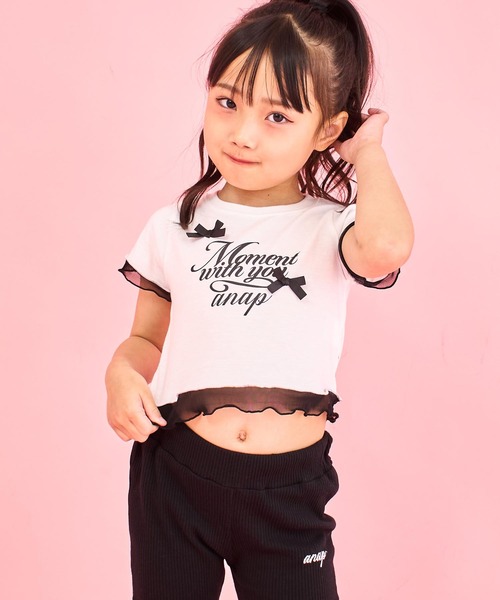 ANAP kids（アナップキッズ）の「裾メローリボンTシャツトップス（Tシャツ/カットソー・キッズ・ホワイト/ライトピンク/ブラック・130cm/120cm/110cm）」の16枚目の写真