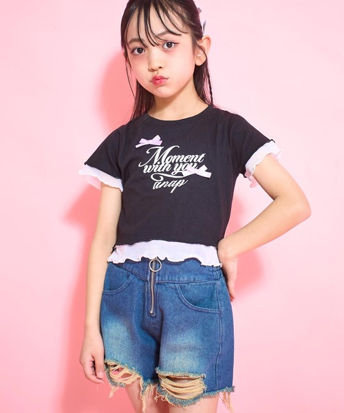 ANAP kids（アナップキッズ）の「裾メローリボンTシャツトップス（Tシャツ/カットソー・キッズ・ホワイト/ライトピンク/ブラック・130cm/120cm/110cm）」の18枚目の写真