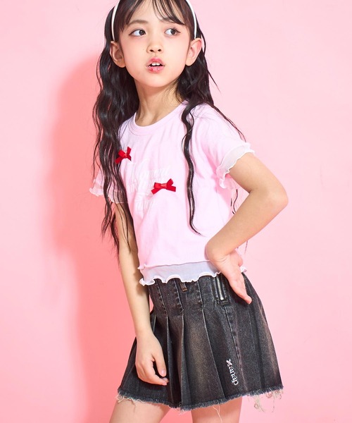 ANAP kids（アナップキッズ）の「裾メローリボンTシャツトップス（Tシャツ/カットソー・キッズ・ホワイト/ライトピンク/ブラック・130cm/120cm/110cm）」の13枚目の写真