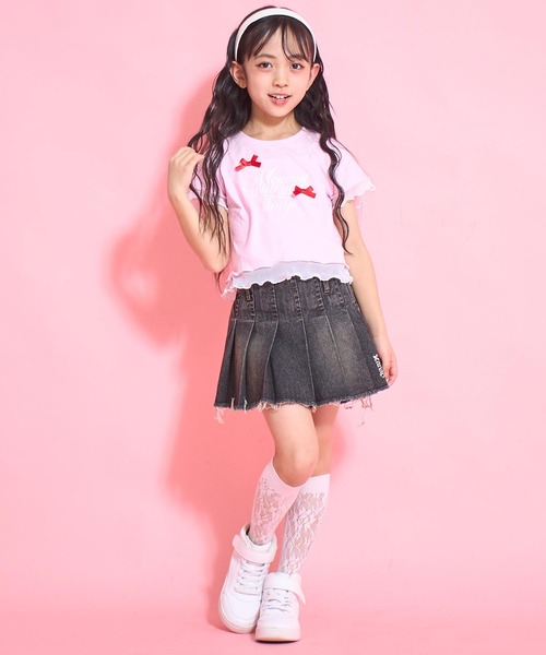 ANAP kids（アナップキッズ）の「裾メローリボンTシャツトップス（Tシャツ/カットソー・キッズ・ホワイト/ライトピンク/ブラック・130cm/120cm/110cm）」の14枚目の写真