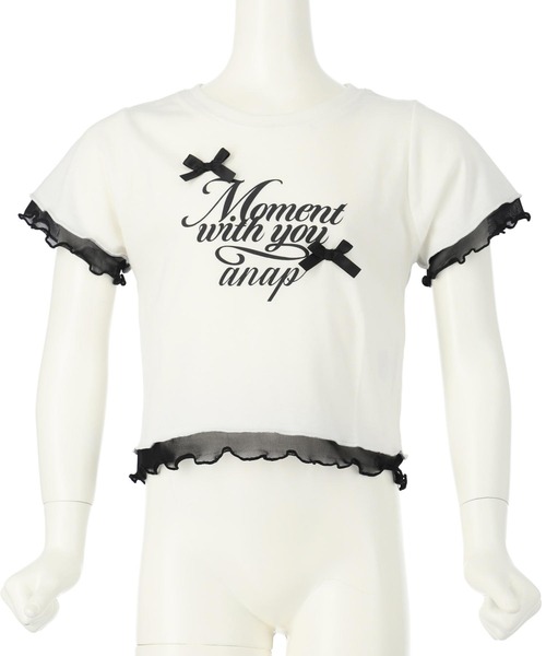 ANAP kids（アナップキッズ）の「裾メローリボンTシャツトップス（Tシャツ/カットソー・キッズ・ホワイト/ライトピンク/ブラック・130cm/120cm/110cm）」の7枚目の写真