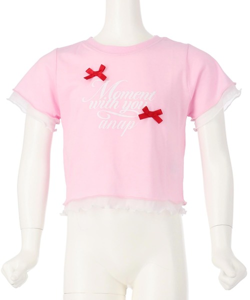 ANAP kids（アナップキッズ）の「裾メローリボンTシャツトップス（Tシャツ/カットソー・キッズ・ホワイト/ライトピンク/ブラック・130cm/120cm/110cm）」の9枚目の写真