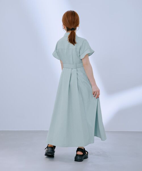 COHINA(コヒナ)の「ストライプカシュクールタックワンピース 【低身長・小柄女性】(ワンピース・レディース・グリーン/グレー/ブルー・SHORT/REGULAR)」の5枚目の写真