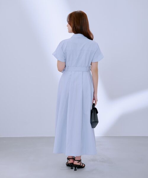 COHINA(コヒナ)の「ストライプカシュクールタックワンピース 【低身長・小柄女性】(ワンピース・レディース・グリーン/グレー/ブルー・SHORT/REGULAR)」の8枚目の写真