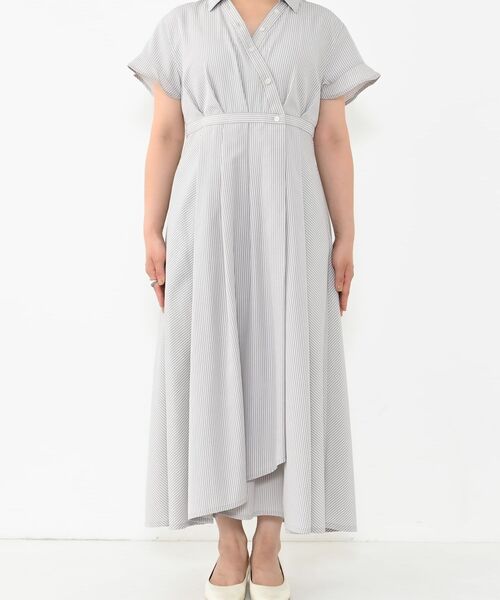 COHINAコヒナ｜カシュクールタックワンピースshort♪ ストライプカシュクールタックワンピース-short & regular
