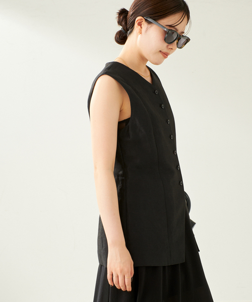 plage(プラージュ)の「VIS LINEN ベスト(その他アウター・レディース・ブラック・36/38)」の16枚目の写真