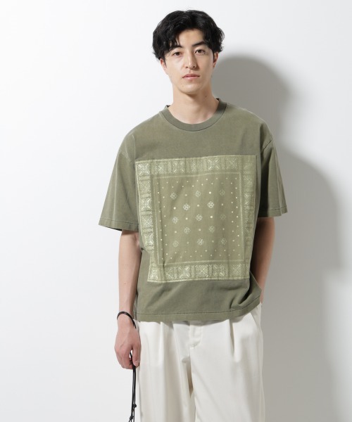 NANO universe(ナノユニバース)の「ピグメントクラフトTシャツ 半袖(Tシャツ/カットソー・メンズ・ライトグレー/スミクロ/カーキ・M/L)」の3枚目の写真