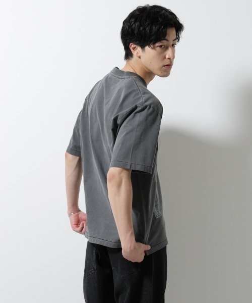 NANO universe(ナノユニバース)の「ピグメントクラフトTシャツ 半袖(Tシャツ/カットソー・メンズ・ライトグレー/スミクロ/カーキ・M/L)」の20枚目の写真