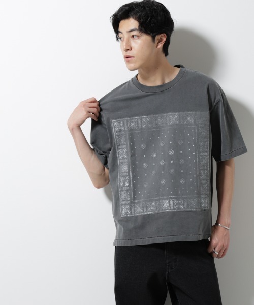 NANO universe(ナノユニバース)の「ピグメントクラフトTシャツ 半袖(Tシャツ/カットソー・メンズ・ライトグレー/スミクロ/カーキ・M/L)」の18枚目の写真