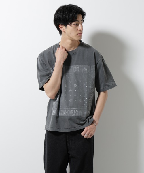 NANO universe(ナノユニバース)の「ピグメントクラフトTシャツ 半袖(Tシャツ/カットソー・メンズ・ライトグレー/スミクロ/カーキ・M/L)」の19枚目の写真