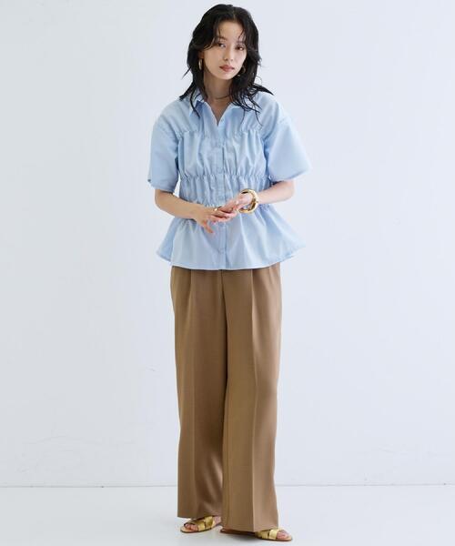 GALLEST（ギャレスト）の「◆【一部店舗限定】シャーリングビスチェデザイン半袖シャツ（シャツ/ブラウス・レディース・ライトブルー/ライトイエロー系/ホワイト・38）」の15枚目の写真