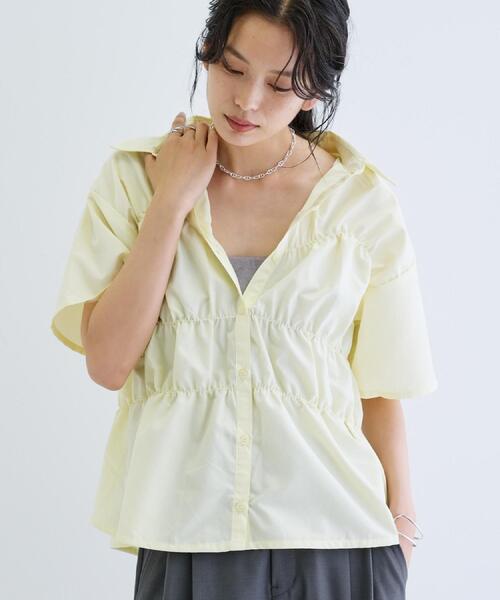 クリスマスツリー特価！ 一部店舗限定】シャーリングビスチェデザイン半袖シャツ【夏服 トップス