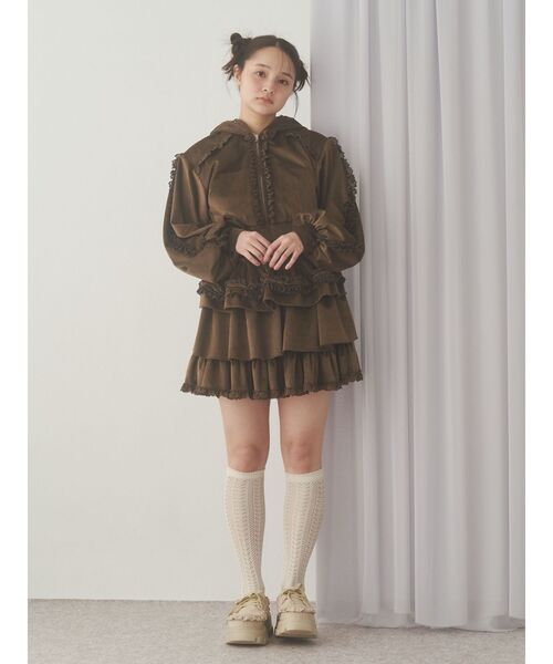 merry jenny（メリージェニー）の「ベロアレースジップパーカー（パーカー・レディース・アイボリー/ブラウン・FREE）」の5枚目の写真