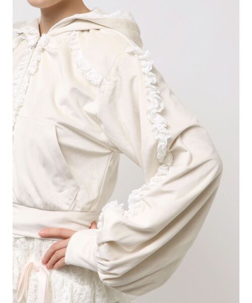 merry jenny（メリージェニー）の「ベロアレースジップパーカー（パーカー・レディース・アイボリー/ブラウン・FREE）」の14枚目の写真