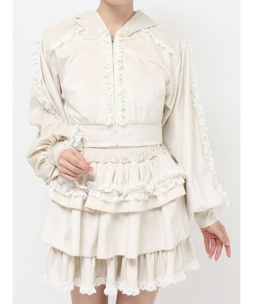 merry jenny（メリージェニー）の「ベロアレースジップパーカー（パーカー・レディース・アイボリー/ブラウン・FREE）」の21枚目の写真