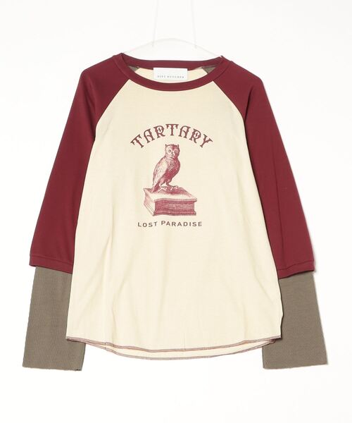 DIET BUTCHER（ダイエットブッチャー）の「DIET BUTCHER/ダイエットブッチャー Docking raglan T-shirt Tシャツ（Tシャツ/カットソー・メンズ・ダークグリーン/ベージュ・1/2）」の2枚目の写真