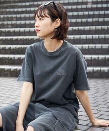 FFEIN | 【FFEIN（フェイン）】フェード刺繍Tシャツ /  Tシャツ 短丈 クルーネック 半袖 ピグメント加工 セットアップ(Tシャツ/カットソー)