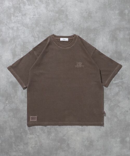 FFEIN（フェイン）の「【FFEIN（フェイン）】フェード刺繍Tシャツ /  Tシャツ 短丈 クルーネック 半袖 ピグメント加工 セットアップ（Tシャツ/カットソー・メンズ・ブラック/ネイビー/ブラウン・LARGE/MEDIUM/SMALL）」の10枚目の写真