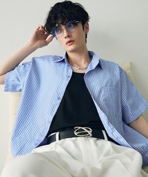 Shoowtime(VE^C)Short length regular collar striped short sleeve shirt / V[g䃌M[J[XgCvVc(Vc/uEX)