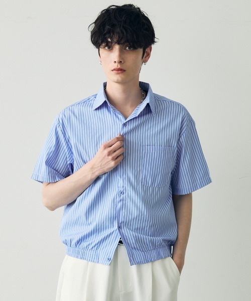 セール】Short length regular collar striped short sleeve