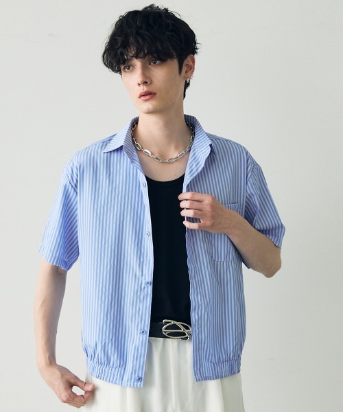 セール】Short length regular collar striped short sleeve