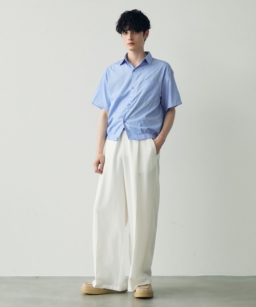 セール】Short length regular collar striped short sleeve