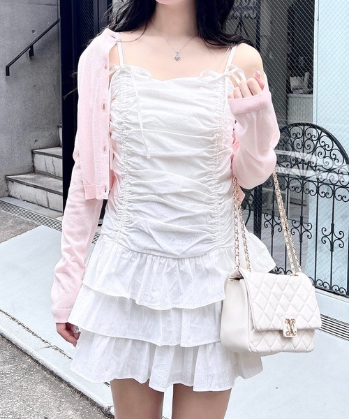 INGNI（イング）の「コットンレースドロストフリルミニキャミワンピース（ワンピース・レディース・オフホワイト/ブルー/ブラック・M）」の6枚目の写真