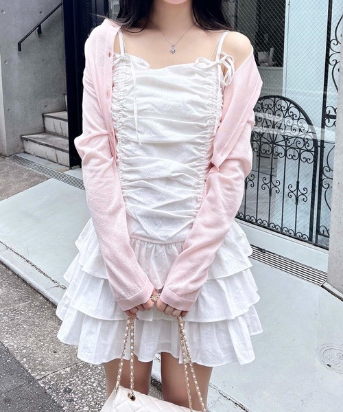 INGNI（イング）の「コットンレースドロストフリルミニキャミワンピース（ワンピース・レディース・オフホワイト/ブルー/ブラック・M）」の4枚目の写真