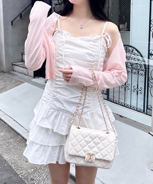 INGNI（イング）の「コットンレースドロストフリルミニキャミワンピース（ワンピース・レディース・オフホワイト/ブルー/ブラック・M）」の5枚目の写真