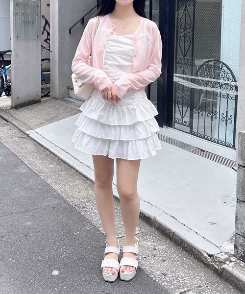 INGNI（イング）の「コットンレースドロストフリルミニキャミワンピース（ワンピース・レディース・オフホワイト/ブルー/ブラック・M）」の7枚目の写真