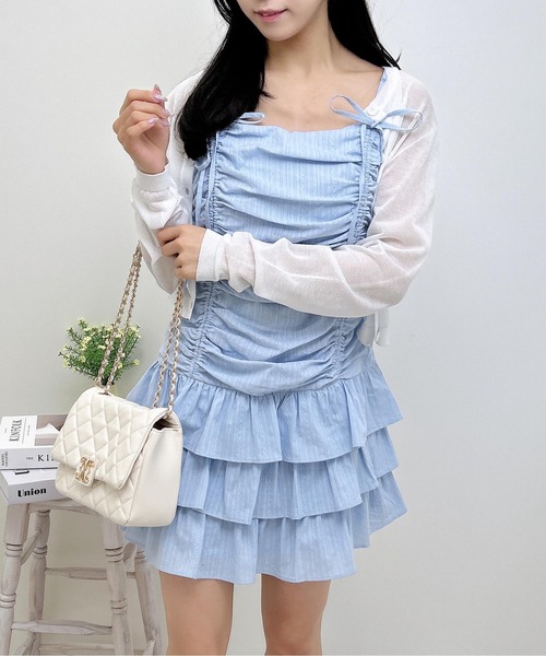 INGNI（イング）の「コットンレースドロストフリルミニキャミワンピース（ワンピース・レディース・オフホワイト/ブルー/ブラック・M）」の18枚目の写真