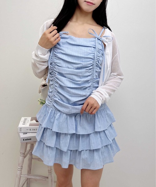 INGNI（イング）の「コットンレースドロストフリルミニキャミワンピース（ワンピース・レディース・オフホワイト/ブルー/ブラック・M）」の17枚目の写真