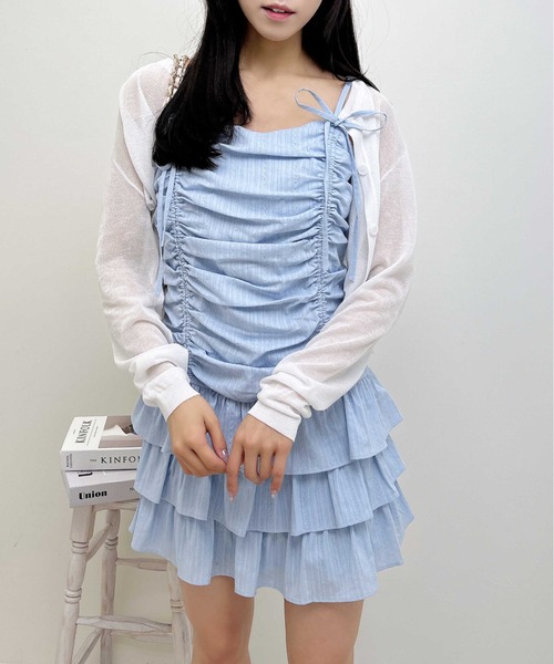 INGNI（イング）の「コットンレースドロストフリルミニキャミワンピース（ワンピース・レディース・オフホワイト/ブルー/ブラック・M）」の19枚目の写真