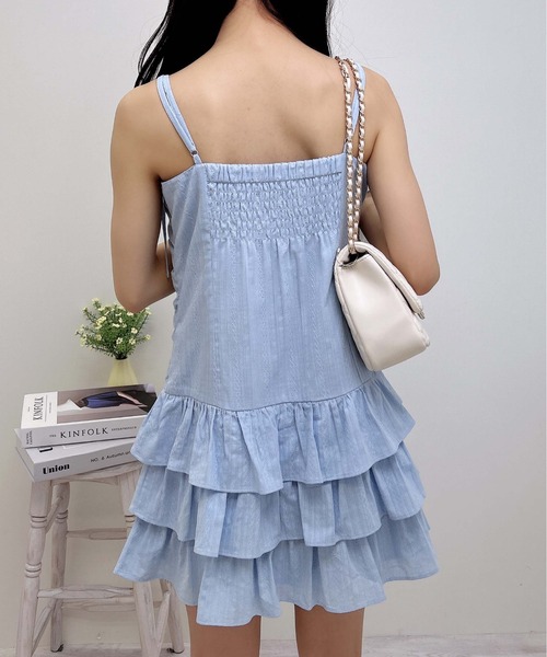 INGNI（イング）の「コットンレースドロストフリルミニキャミワンピース（ワンピース・レディース・オフホワイト/ブルー/ブラック・M）」の21枚目の写真
