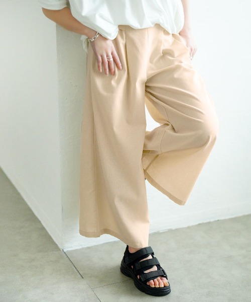 GOLDJAPAN（ゴールドジャパン）の「コットンタックワイドパンツ【大きいサイズ対応】（その他パンツ・レディース・ブラック/ブルー/ベージュ・LL/3L/4L）」の3枚目の写真
