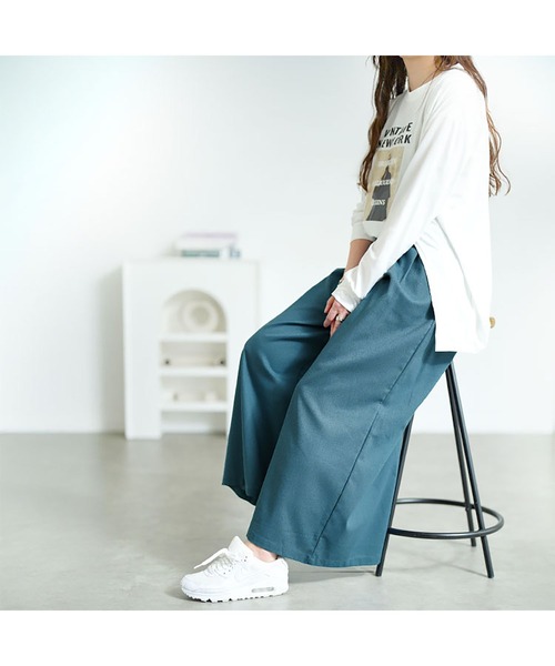 GOLDJAPAN（ゴールドジャパン）の「コットンタックワイドパンツ【大きいサイズ対応】（その他パンツ・レディース・ブラック/ブルー/ベージュ・LL/3L/4L）」の8枚目の写真