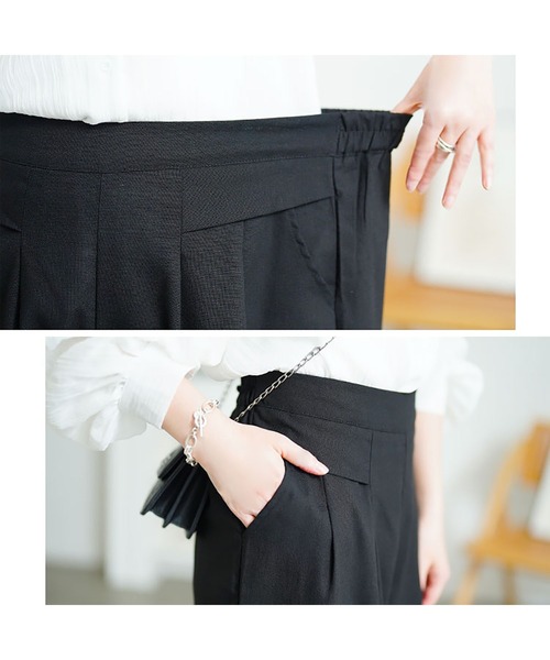 GOLDJAPAN（ゴールドジャパン）の「コットンタックワイドパンツ【大きいサイズ対応】（その他パンツ・レディース・ブラック/ブルー/ベージュ・LL/3L/4L）」の9枚目の写真