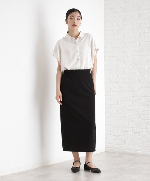 THE SHOP TK （ザ ショップ ティーケー ）の「サイドラメラインタイトスカート【洗濯機OK】（スカート・レディース・ダークブラウン/ブラック・12/13）」の4枚目の写真