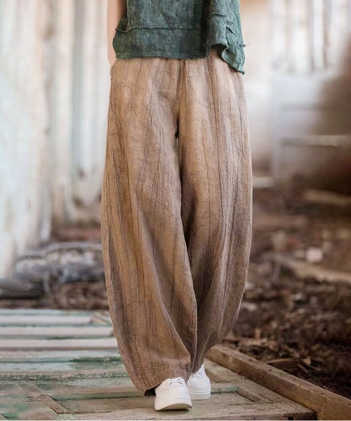 セール】むら染め しわ加工 ワイドパンツ（その他パンツ）｜BLANC