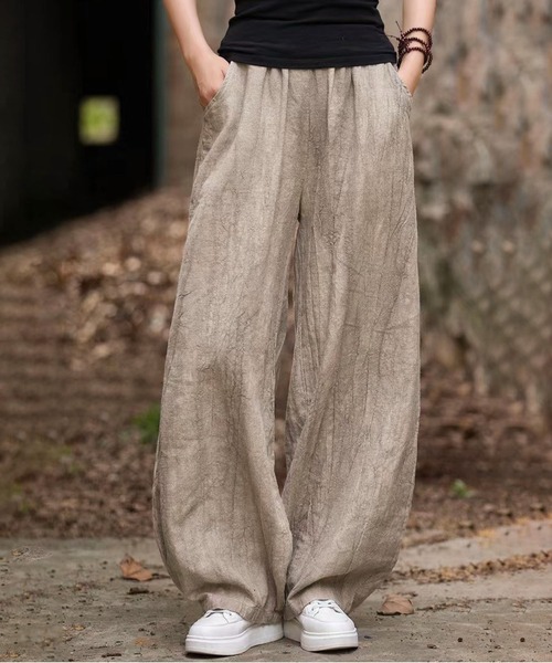 セール】むら染め しわ加工 ワイドパンツ（その他パンツ）｜BLANC