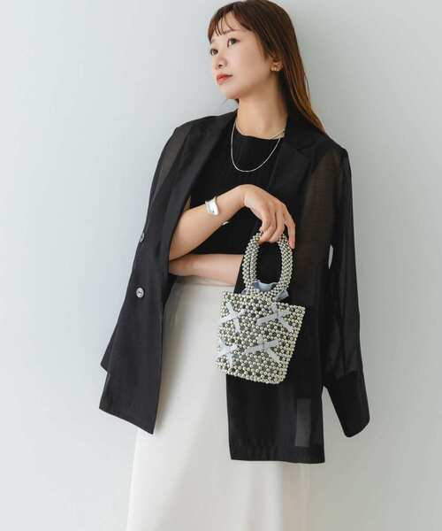 RODE SKO（ロデスコ）の「リボンビーズバッグ（ハンドバッグ・レディース・ブラック/グレー・ONE）」の8枚目の写真