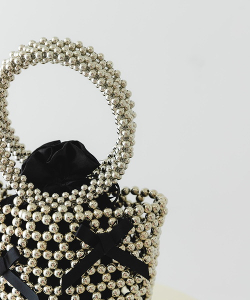 RODE SKO（ロデスコ）の「リボンビーズバッグ（ハンドバッグ・レディース・ブラック/グレー・ONE）」の13枚目の写真