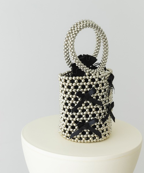 RODE SKO（ロデスコ）の「リボンビーズバッグ（ハンドバッグ・レディース・ブラック/グレー・ONE）」の15枚目の写真