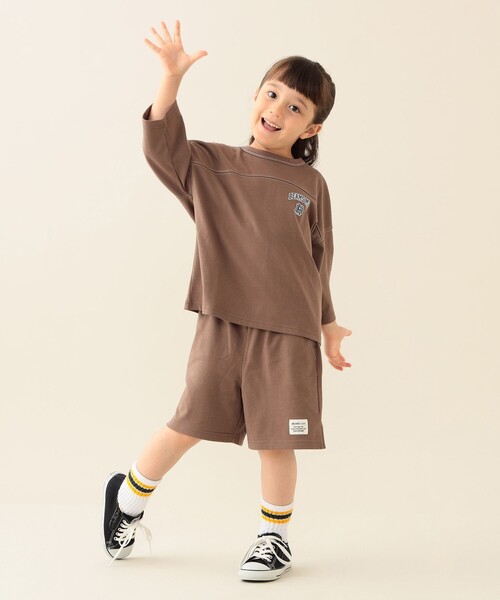 BEAMS mini（ビームスミニ）の「ワイド 天竺 セットアップ 2025FW（90～150cm）（サロペット/オーバーオール・キッズ・ワイン/ネイビー/ブラウン系その他4・100/90/120/110/150/140/130）」の2枚目の写真