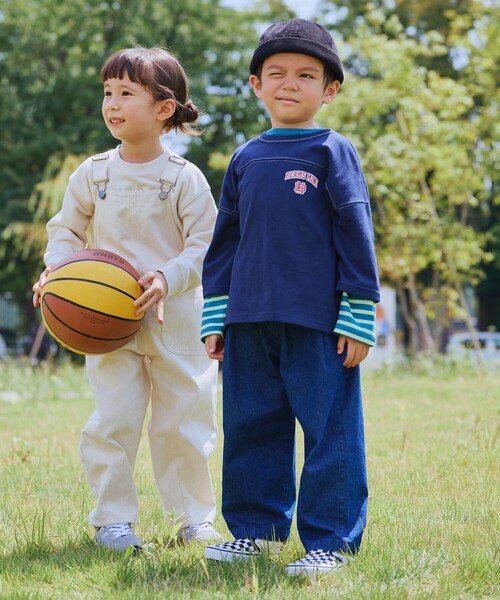 BEAMS mini（ビームスミニ）の「ワイド 天竺 セットアップ 2025FW（90～150cm）（サロペット/オーバーオール・キッズ・ワイン/ネイビー/ブラウン系その他4・100/90/120/110/150/140/130）」の9枚目の写真