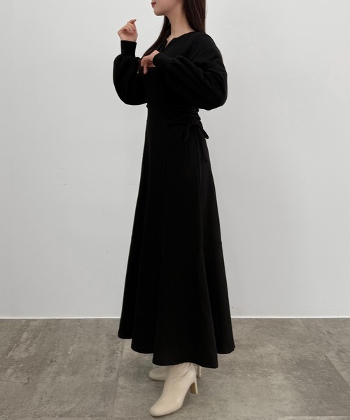 キーネック裏起毛レースアップワンピース（ワンピース）｜CENEA