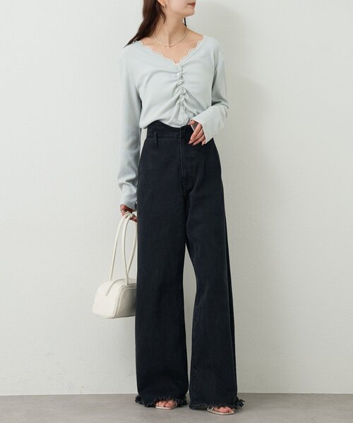 mystic（ミスティック）の「【新色グレーが登場！/嬉しい4サイズ展開！】ウェーブデニム（デニムパンツ・レディース・ブラウン/ブラック/ブルー/グレー・2/1/0/SHORT）」の20枚目の写真