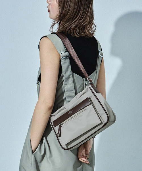 セール】ナイロンバイカラーショルダーバッグ コンパクト レディース